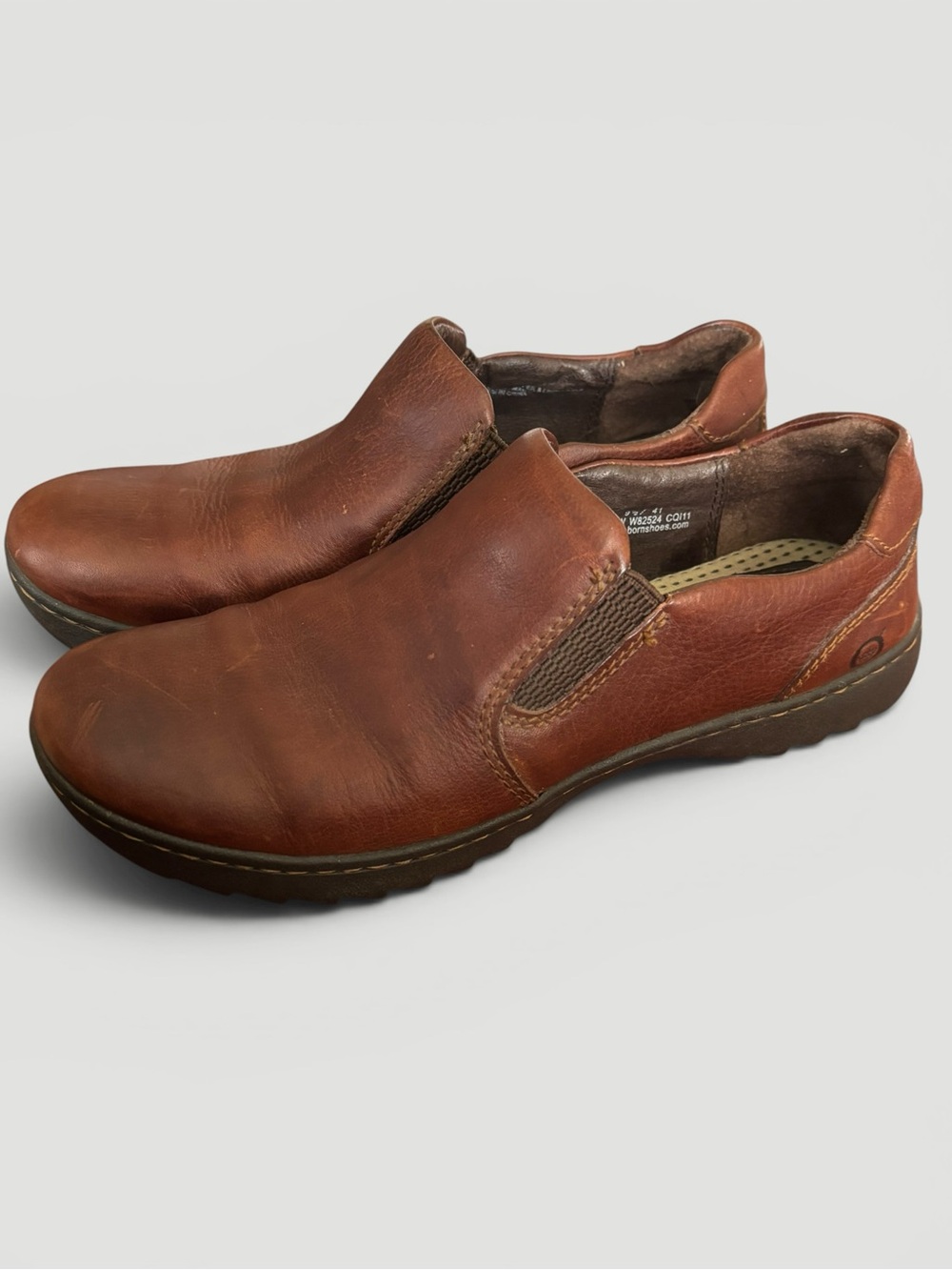 Born Phoebe Classic Slip On Leather Comfort Loafers Caramel Brown Size 9.5 - Picture 2 of 9